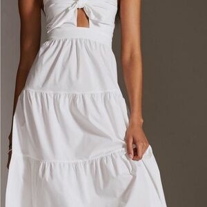Anthropologie White Cut Out Tiered Midi Dress